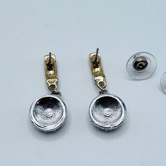 Swarovski Pave Crystal Dangle Gold Tone Earrings - Picture 3 of 3